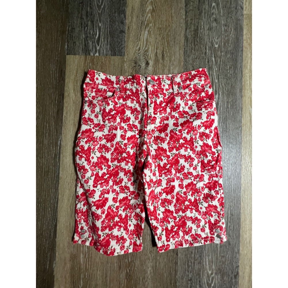 Gloria Vanderbilt Amanda Shorts Womens 6P Red Floral Excellent Bermuda‎ Stretch